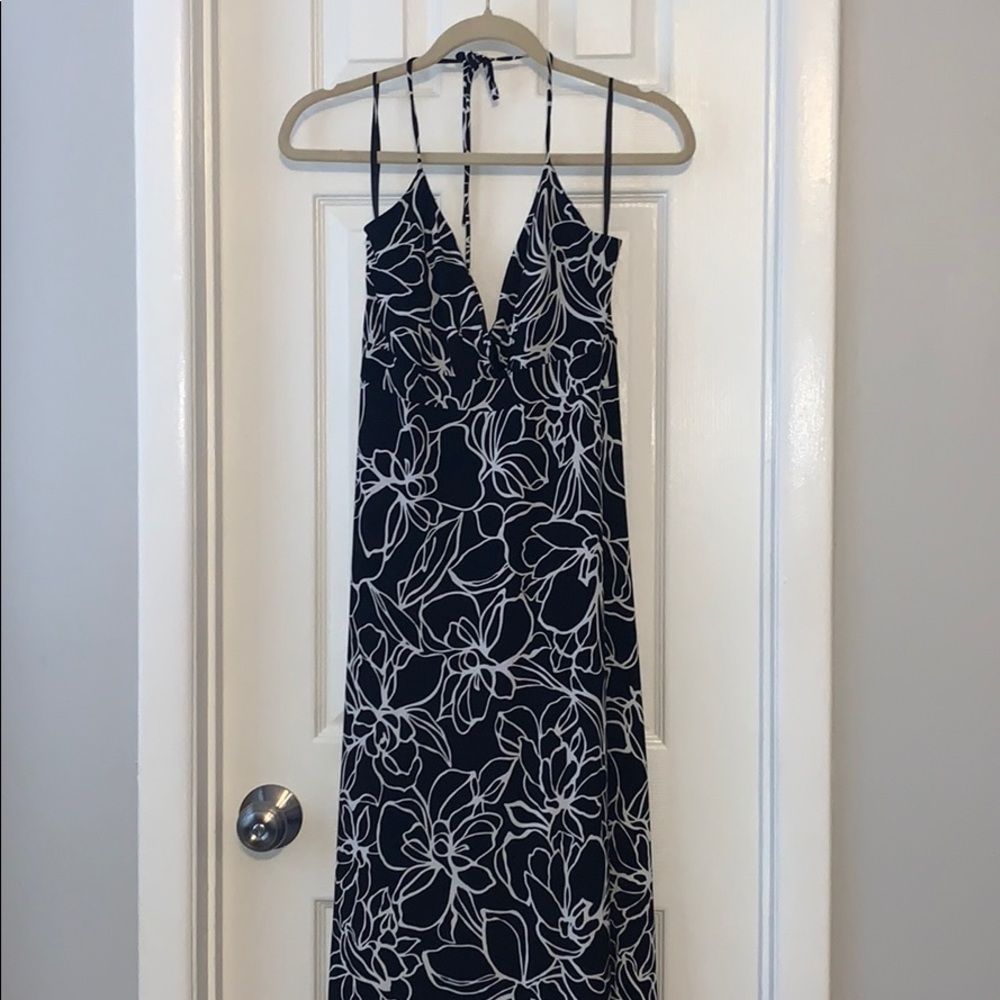 White House Black Market long halter maxi dress